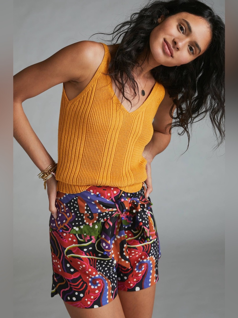 FARM Rio Under The Sea Beaded Tie Waist Shorts Multicolor Size S NWT